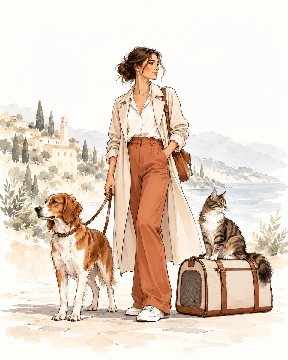 Une femme avec un chien et un chat, illustration de l’application Animpropart